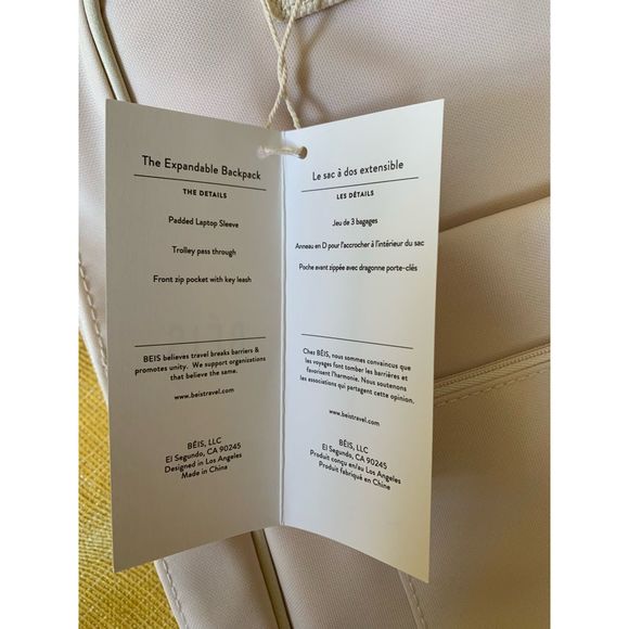 NWT BEIS The Expandable Backpack - Recycled Collection in BEIGE - Picture 10 of 10